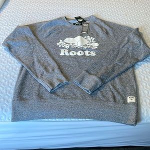Roots, women’s large original crew sweatshirt .  Salt & pepper